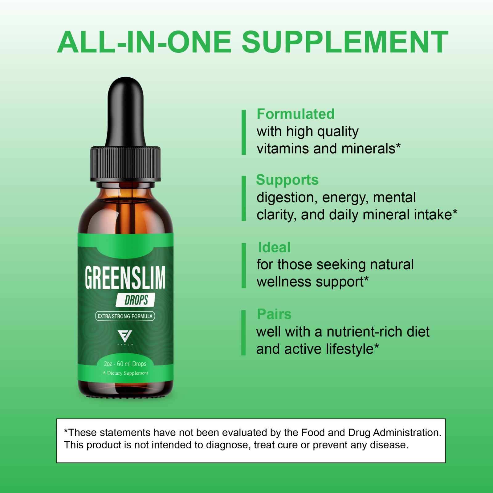 (5 Pack) GreenSlim Weight Management Liquid Supplement, Green Slim Drops (10oz)