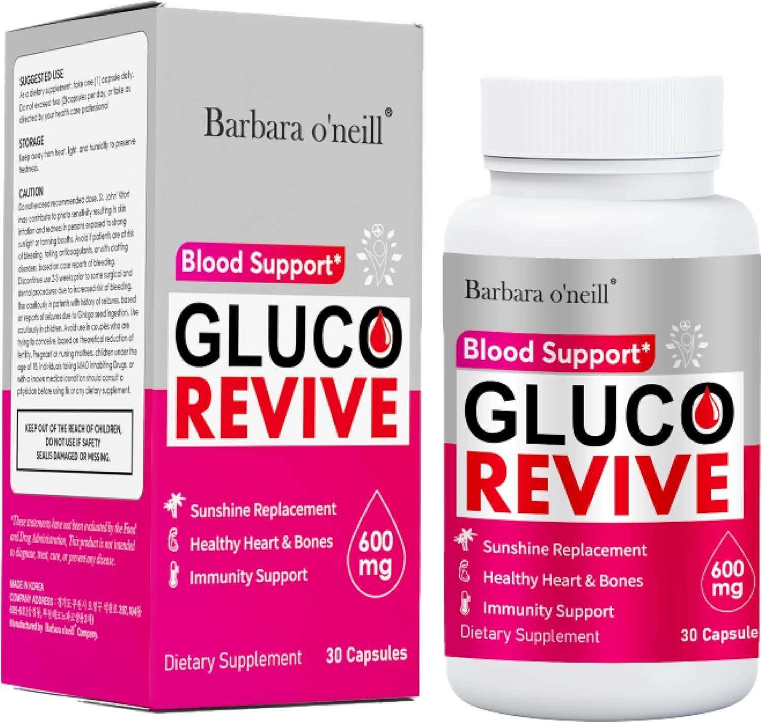 Gluco Revive Blood Sugar Support Health Capsules (600 mg) 30 Caps Exp 5/2027