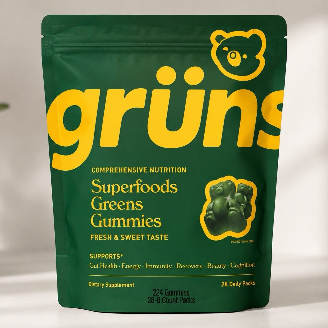 grüns Superfoods Greens Gummies Gut Health Energy Immune Support 224 Count