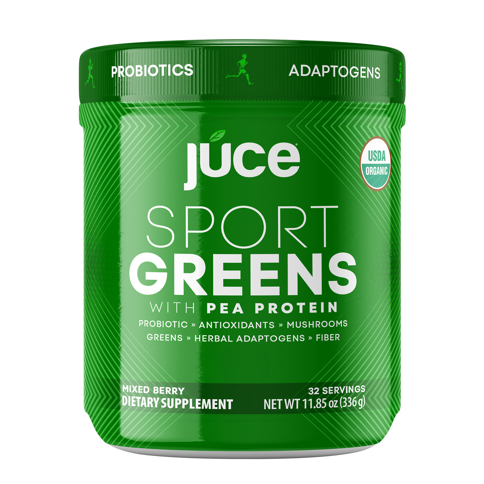 Juce Sports Greens, Mixed Berry Flavor Probiotics Adaptogens Fiber, 32 Servings