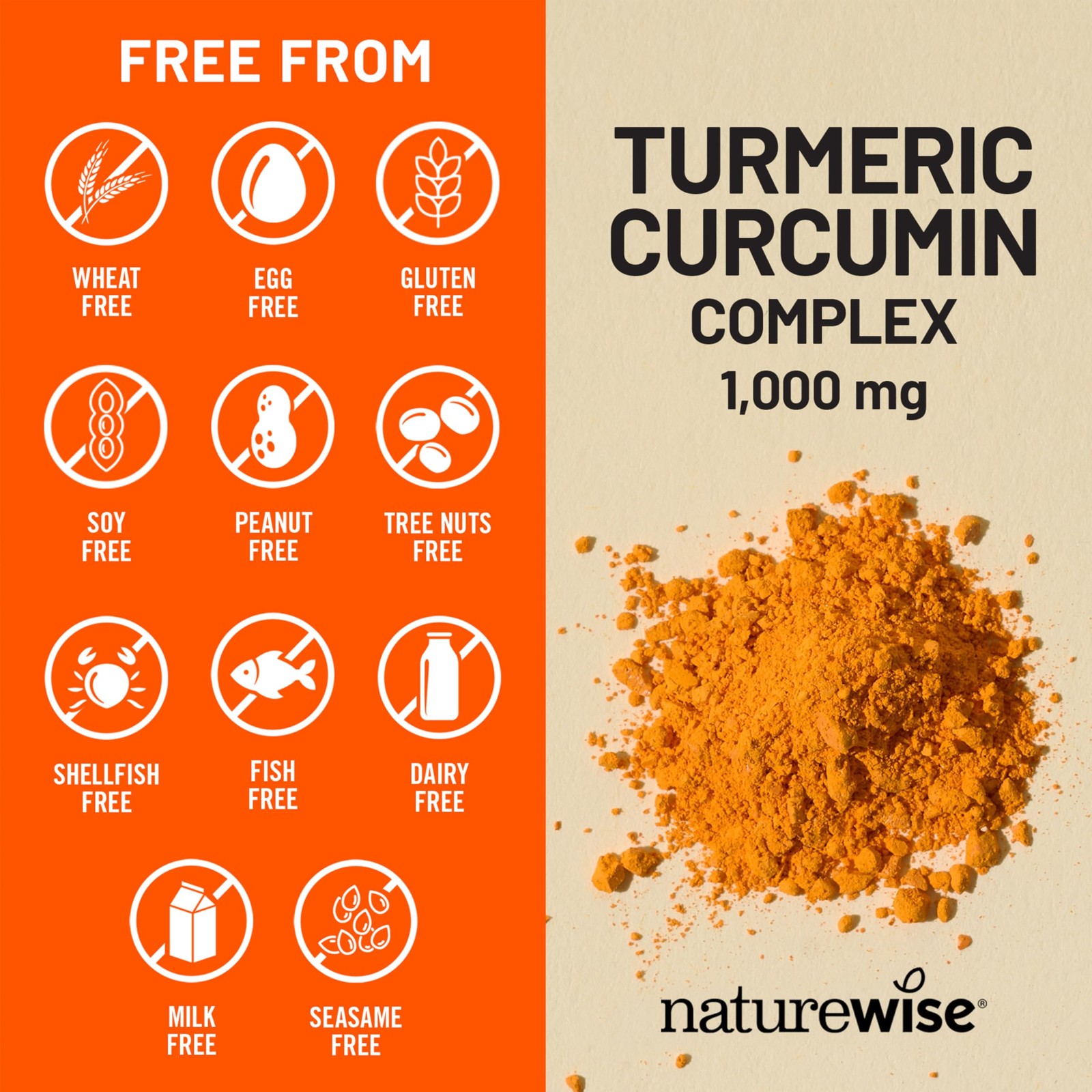 NatureWise Extra Strength Turmeric Curcumin 1000mg with 60 Count (Pack of 1)