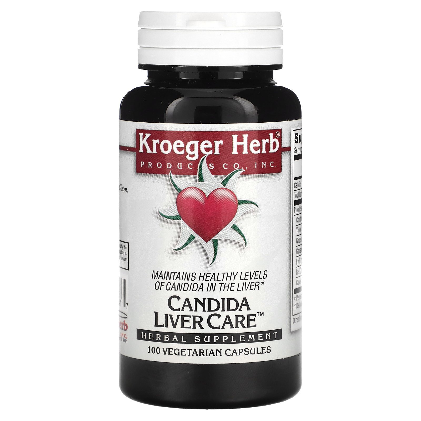Kroeger Herb Co Candida Liver Care 100 Veggie Caps Gluten-Free,