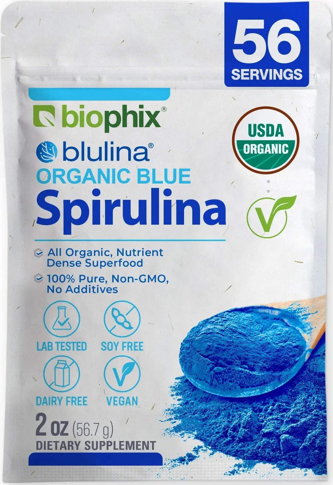 biophix Blulina Organic Blue Spirulina Powder 2 oz 7g – Detoxification Antioxida