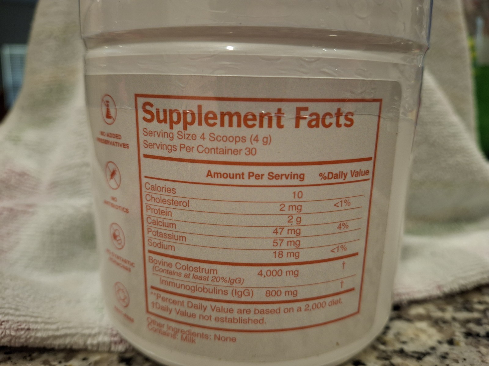 Aceso Bovine Colostrum Powder Immune Support Unflavored 120g rBST-Free