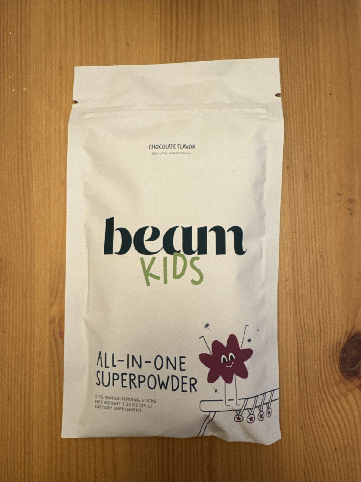 Beam Kids All-in-one Superpowder 5- 7g Single Serving Sticks, Chocolate Flavor