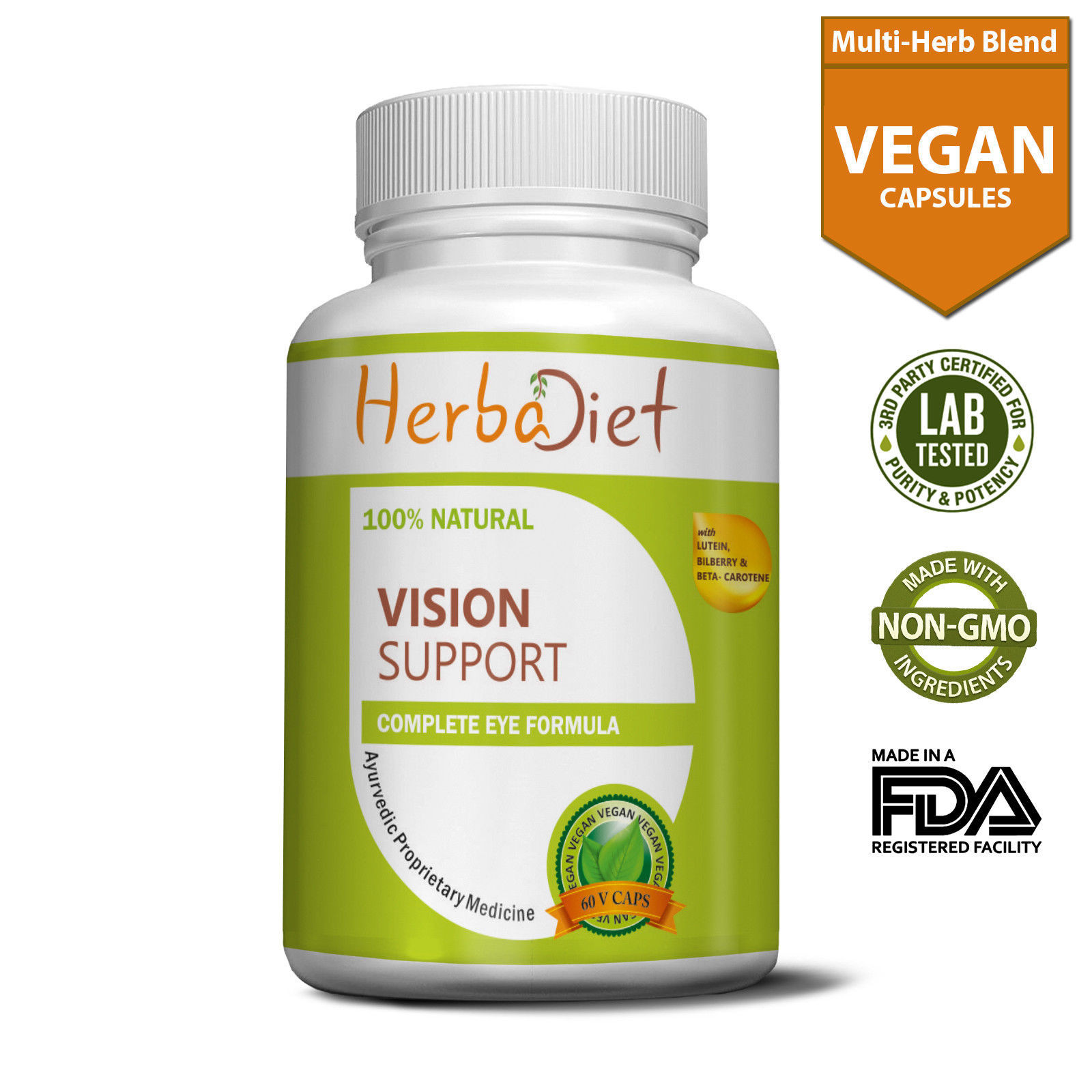 Vision Support Supplement Complex for EYE Health with Lutein Bilberry Lycopene