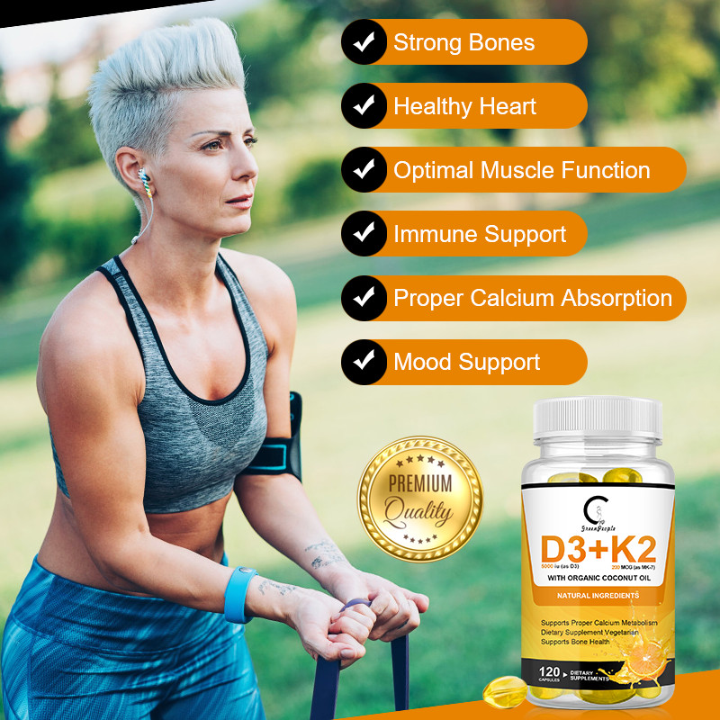 Vitamin D3 5,000 Iu + K2 Mk7 200Mcg – Immune & Bone Support 120~600 Capsules