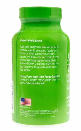 Country Farms Apple Cider Vinegar 500mg Digestive Health Support Capsules 90ct