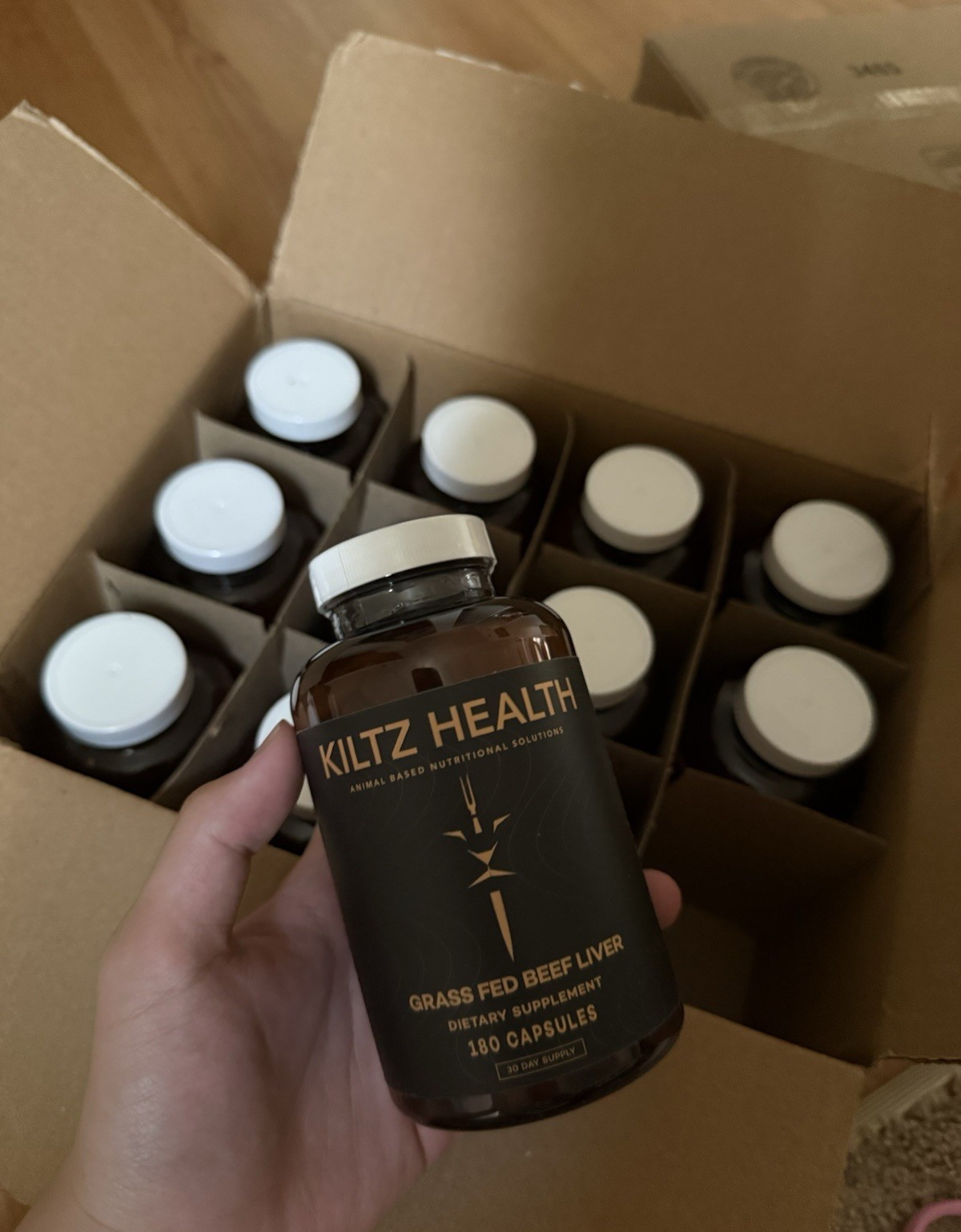 (Lot of 12) Kiltz Health Grass Fed Beef Liver Supplement Capsules, 180 Count