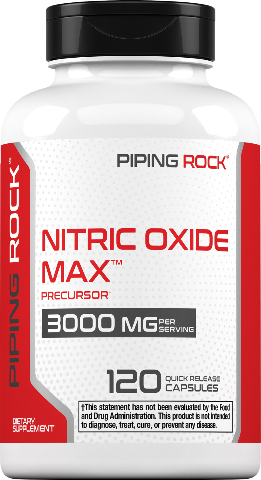 Nitric Oxide Supplement 3000mg | 120 Quick Release Capsules | by Piping Rock