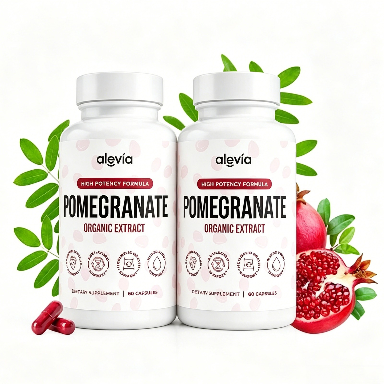 1-3 Pack Alevia Pomegranate Capsules 60ct Organic Extract Antioxidant
