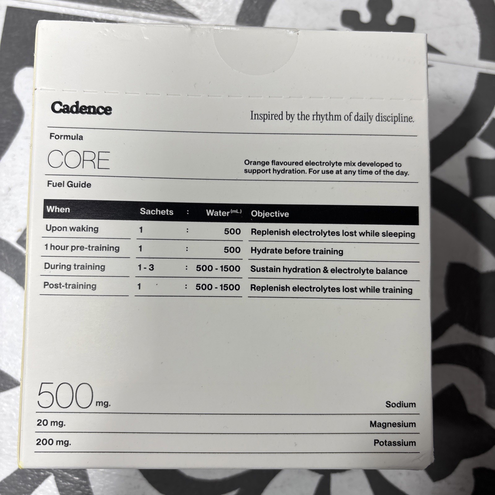 Cadence CORE 500 Electrolyte Drink Mix Sodium Magnesium Potassium, 30 Stick Pack