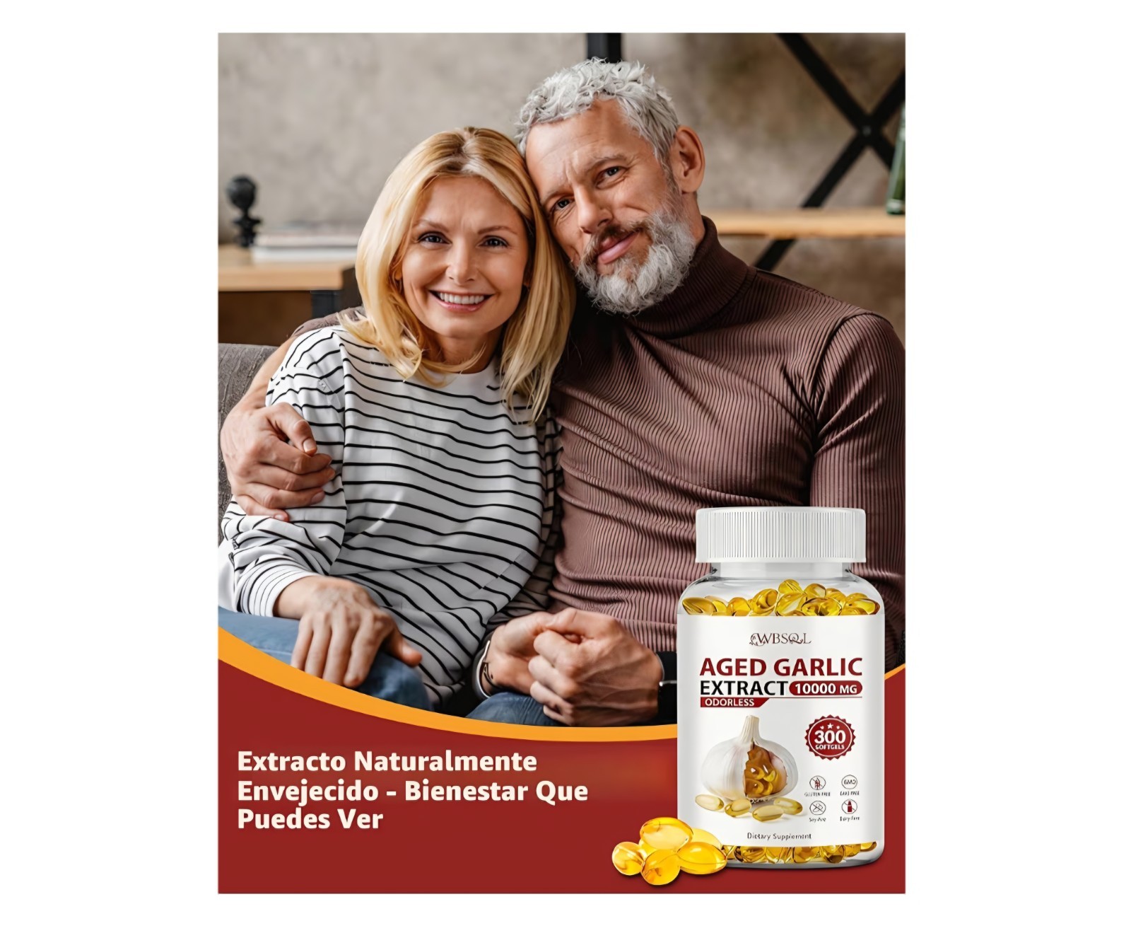 WBS&L Aged Garlic Extract Odorless 500mg Softgels 300 Ct Gluten-Free