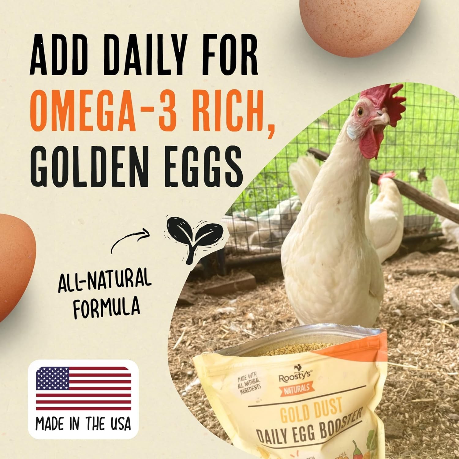 Roosty’s Naturals Gold Dust -Daily Egg Booster – 1 lb Bag