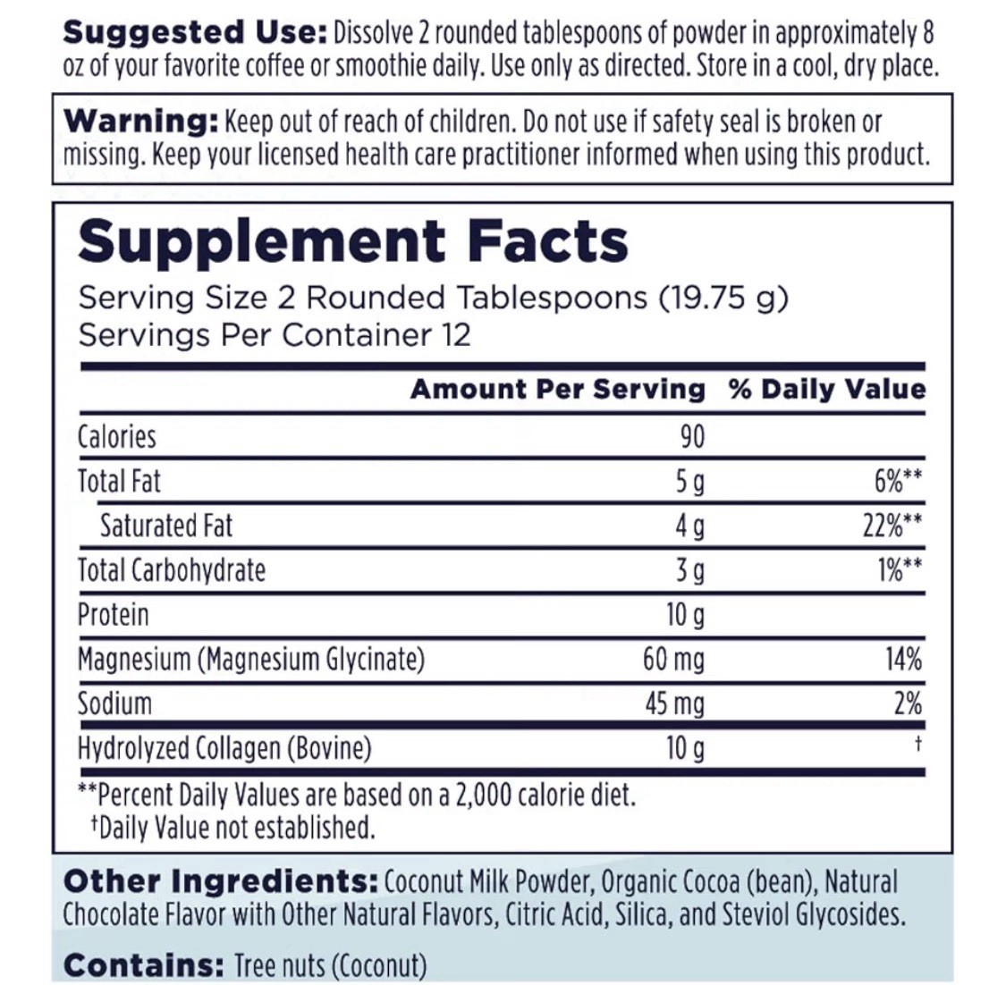 KAL Collagen Creamer w/ Magnesium Glycinate Chocolate Mocha Keto 8.36 oz