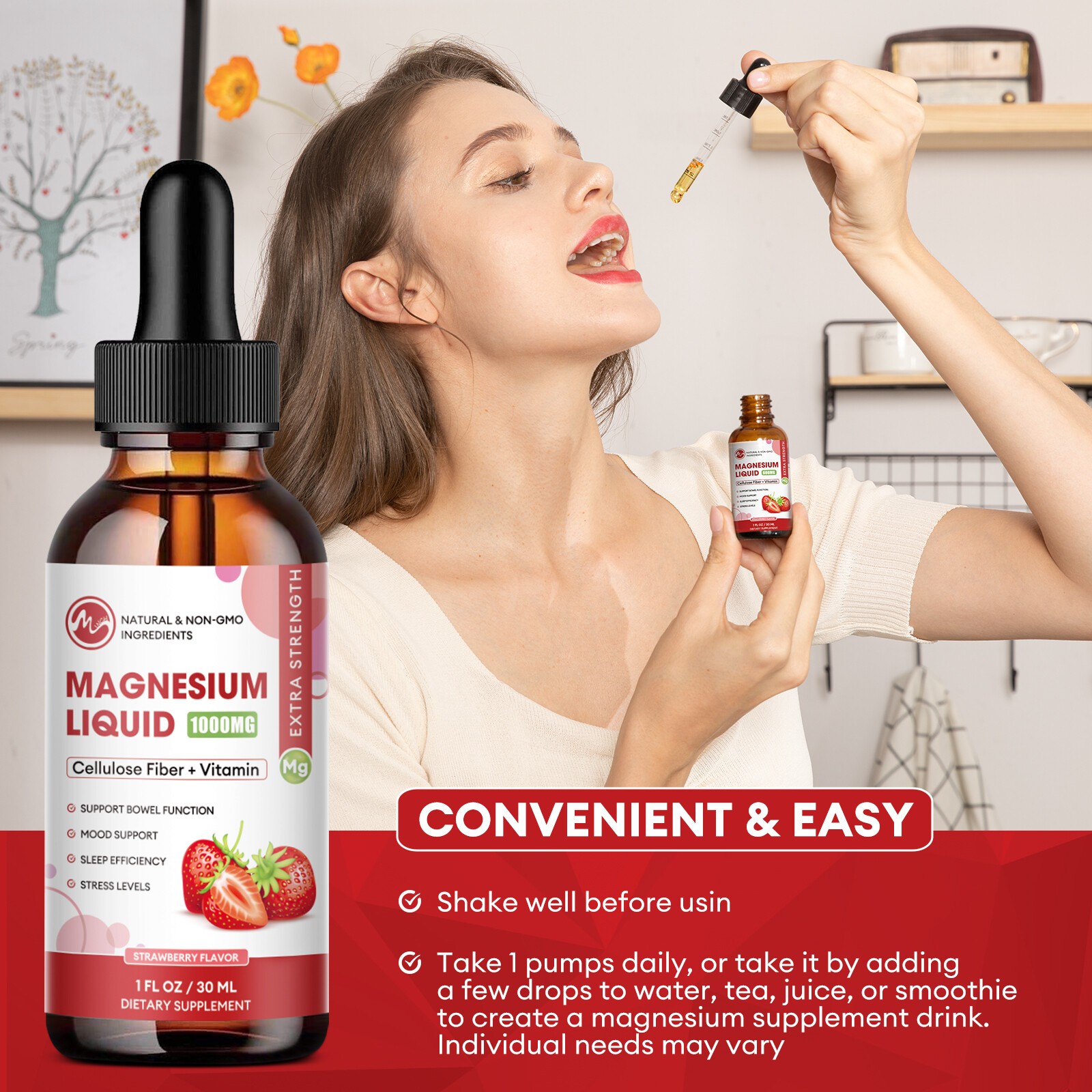 1-5X Magnesium Liquid Drops, Magnesium Glycinate,Improve Sleep,Anxiety Relief