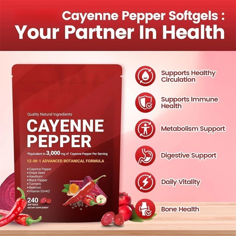 1 PCS Pepper Softgels Supplement, Assistances Leg VeinHeart and Blood Vessel