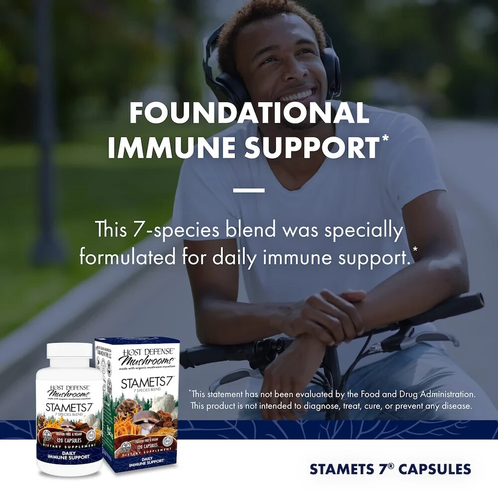 Host Defense Stamets 7 120 Capsules Organic Immune Support Fungi Perfecti