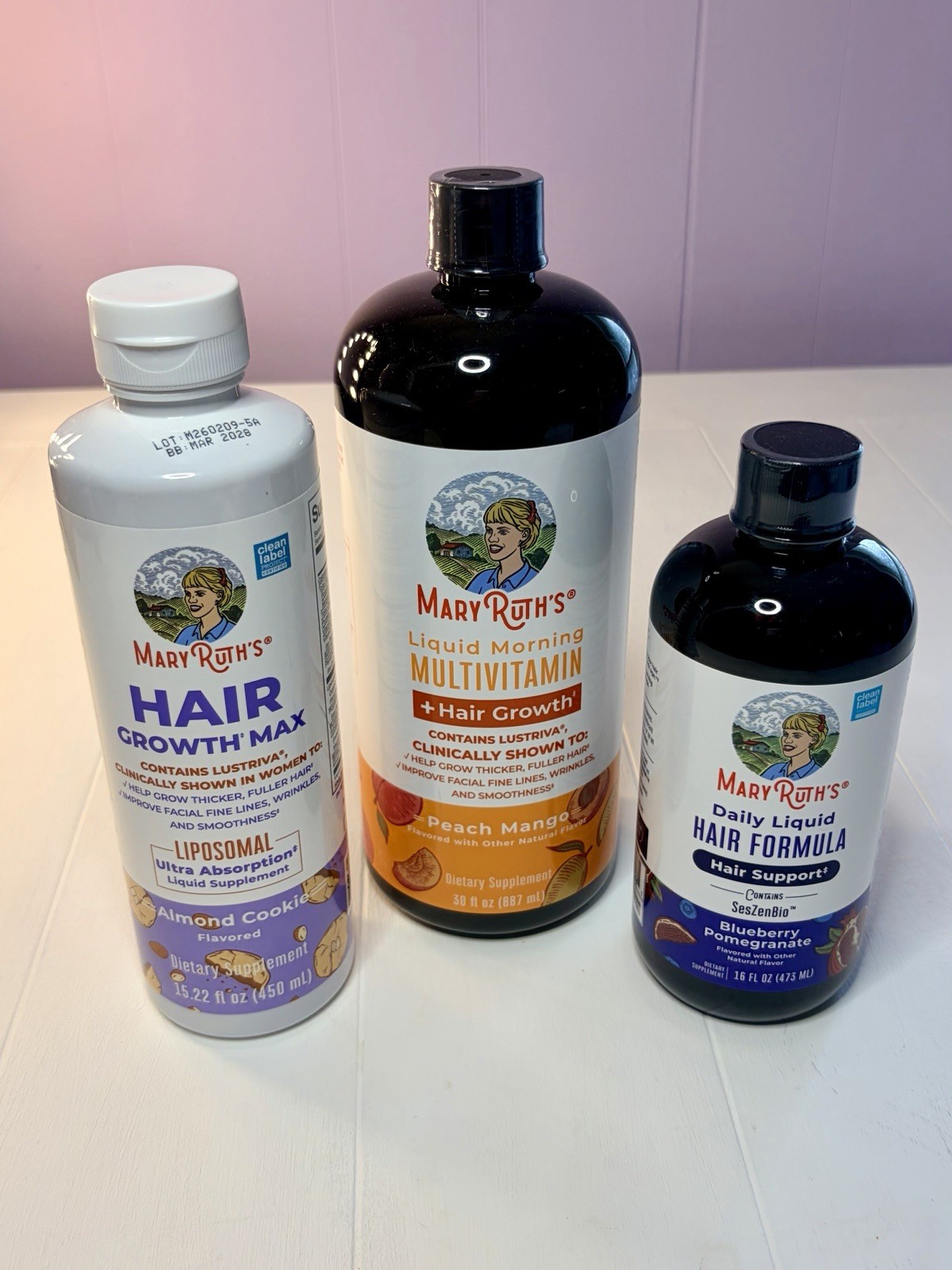 MaryRuth Organics Hair Growth Essentials Bundle 3 Pc Liquid Vitamin Supplements