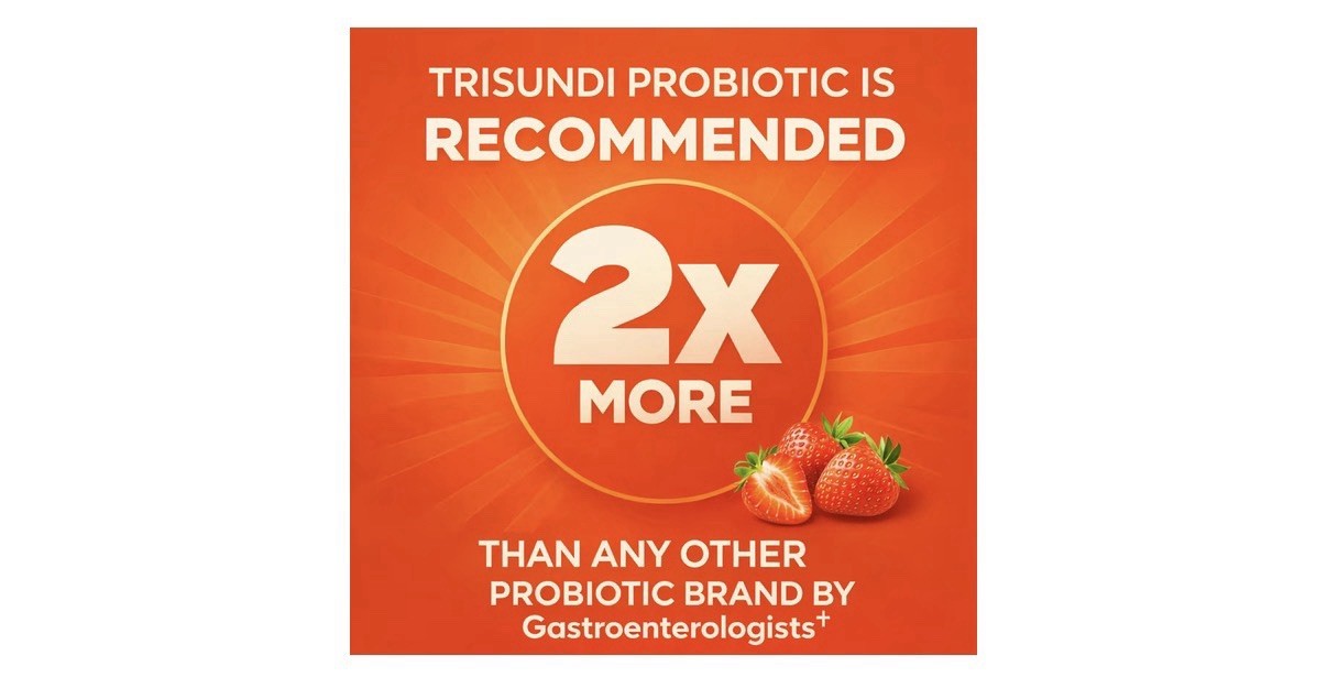 Trisundi 3-in-1 Probiotic Prebiotic Postbiotic Strawberry Digestive 60 Gummies