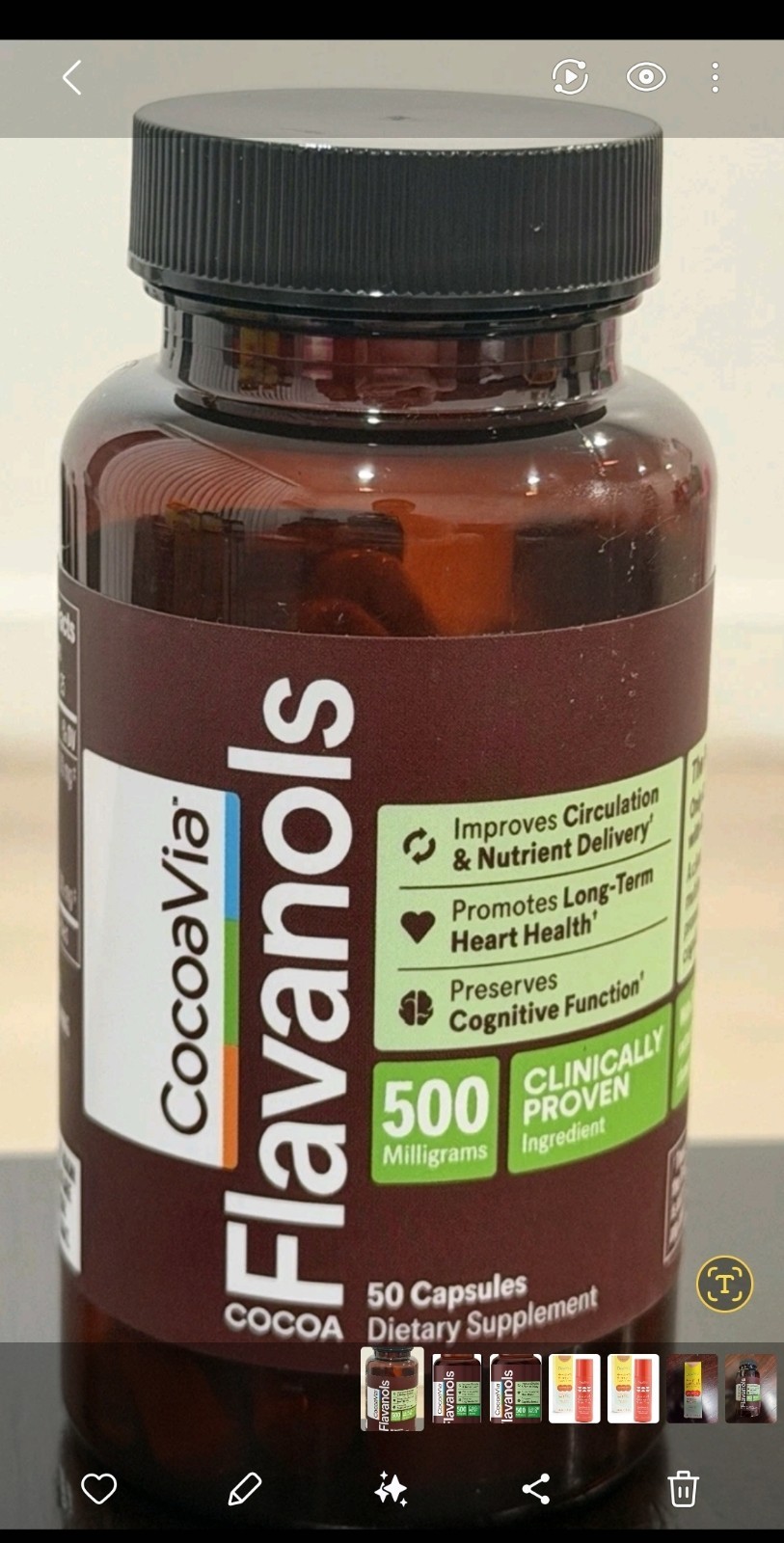 CocoaVia Flavanols 500mg 50 Capsules Cocoa Flavor Dietary Supplement ex 11.28