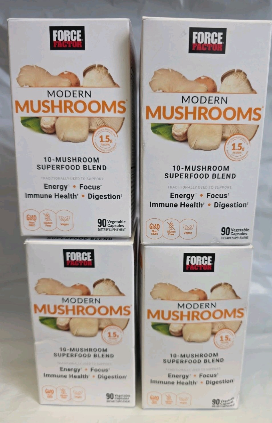 Lot of 4 – Force Factor Modern Mushrooms 10-Mushroom Superfood Blend 90 Capsules