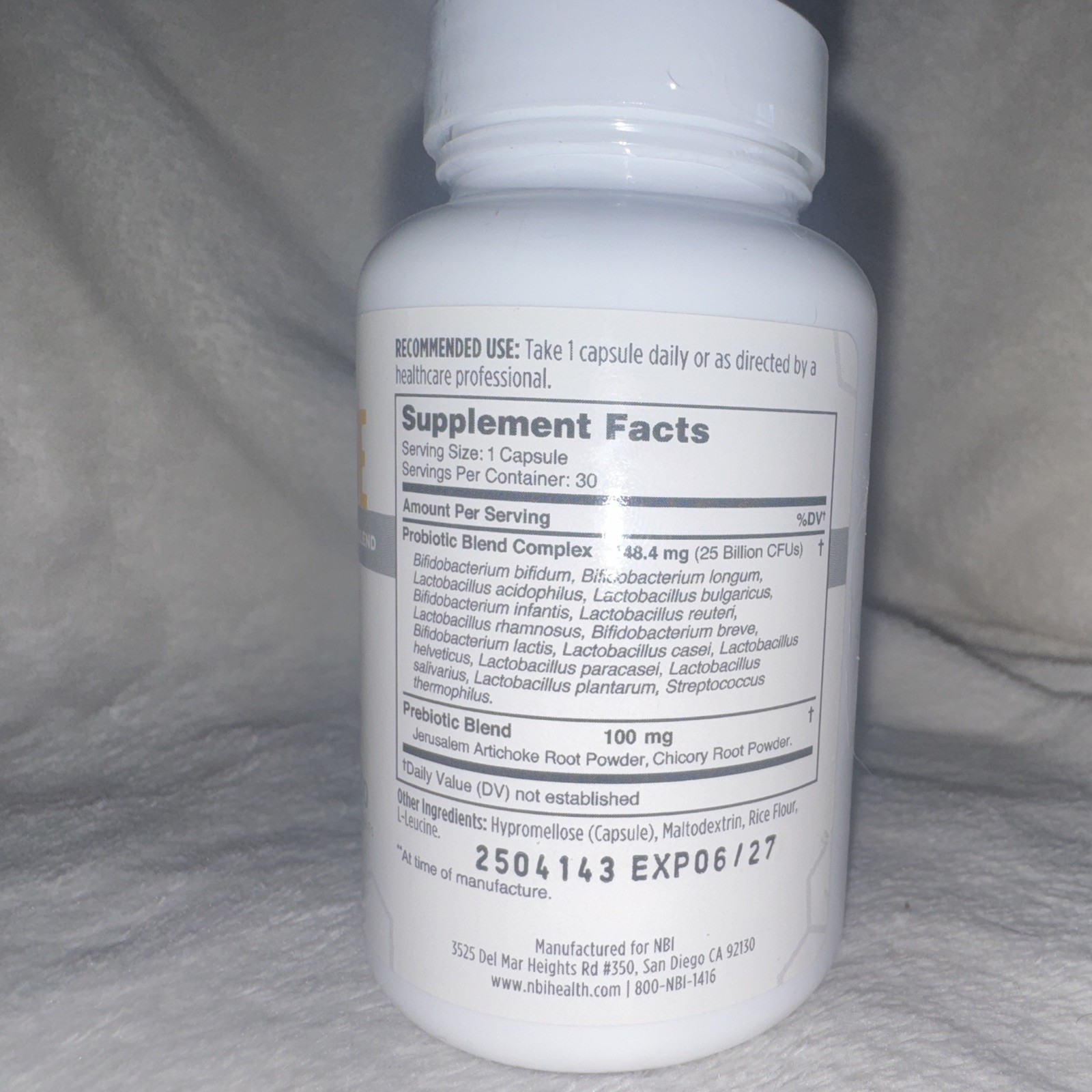 NBI Belly Rescue Multistrain Probiotic + Prebiotic 30 Capsules Exp 06/2027
