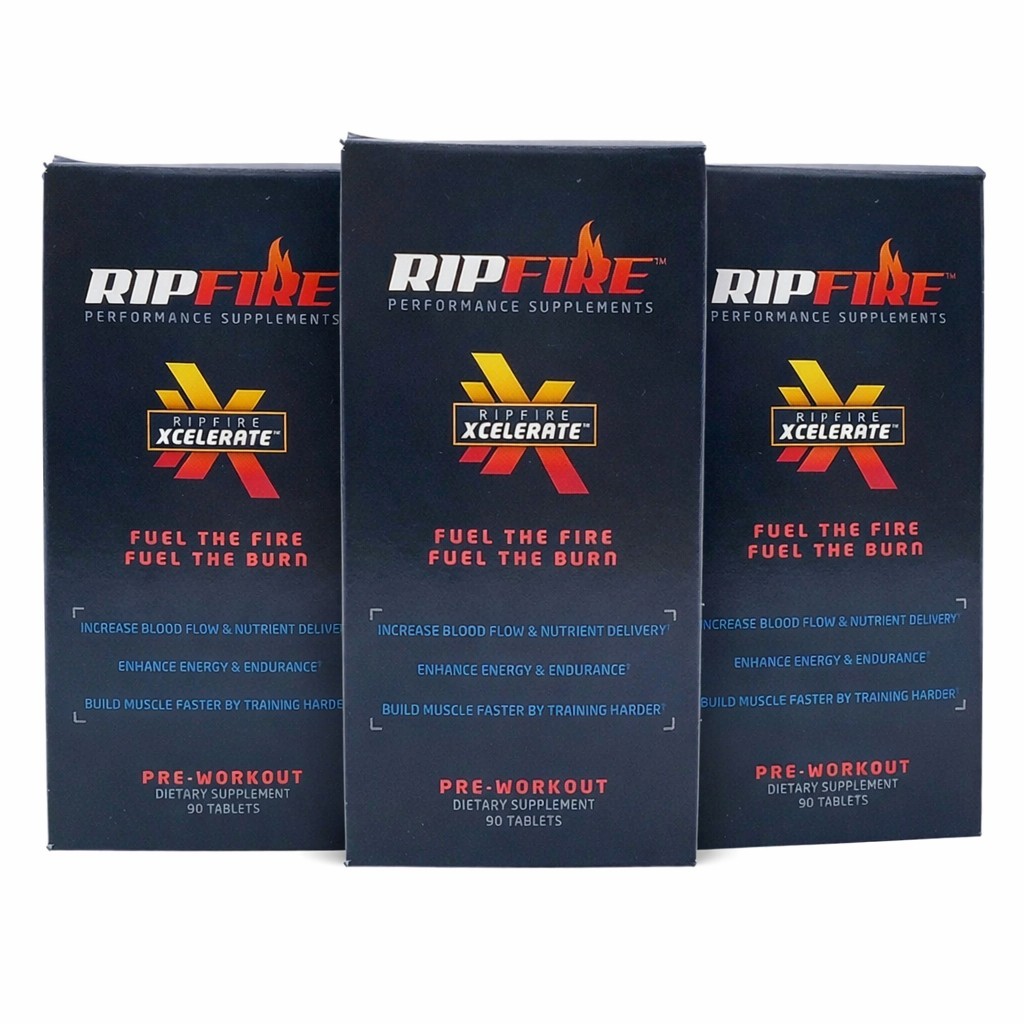 3X RipFire Xcelerate Pre-Workout Dietary Supplements 90 Tablets Each Fuel Energy