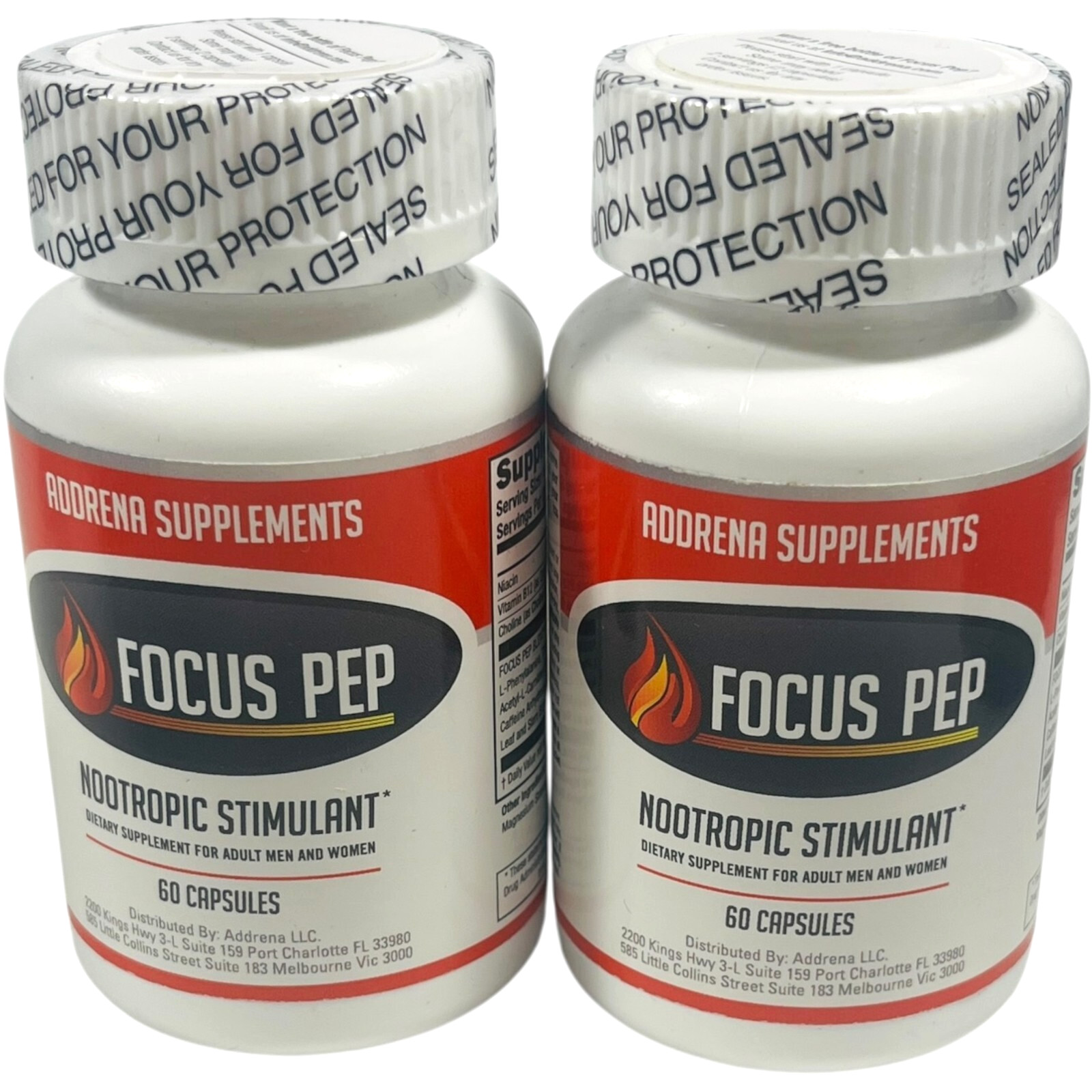 Addrena Focus Pep – Nootropic Stimulant – Focus Energy – 60 Capsules – LOT of 2