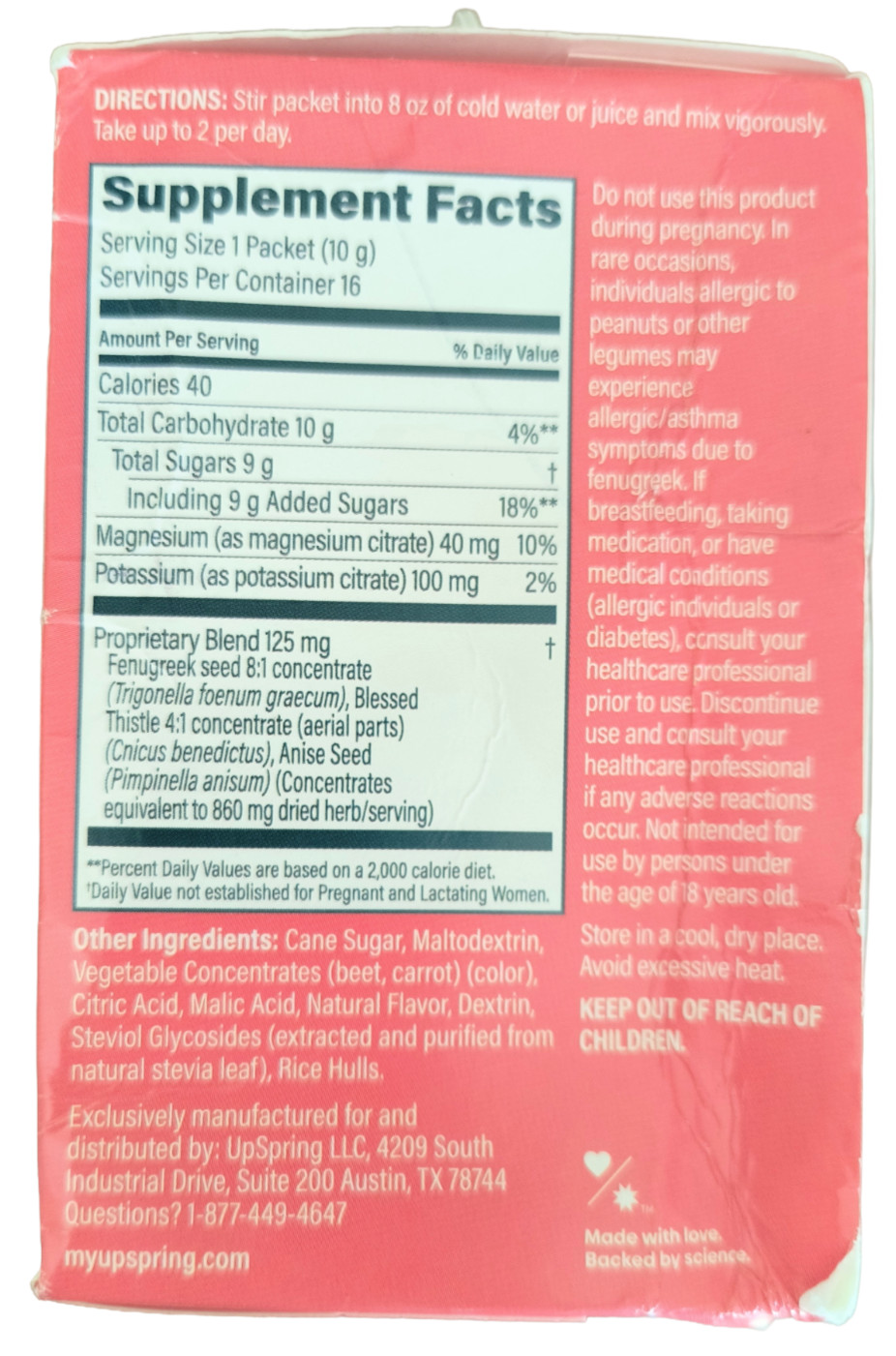 Up Spring Milkflow Drink Mix Berry Electrolytes 16 ct exp 7/27