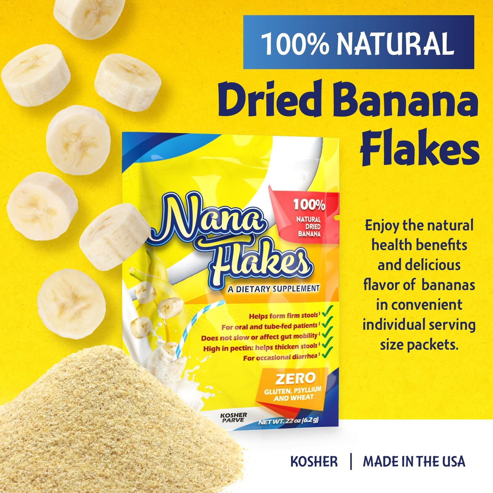 Nutritional Designs Nana Flakes 100 Pure Banana Flakes Medical Food Powder –