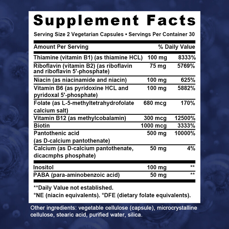 Bioactive Complete B-Complex, Heart, Brain and Nerve Support, Vegan Capsules