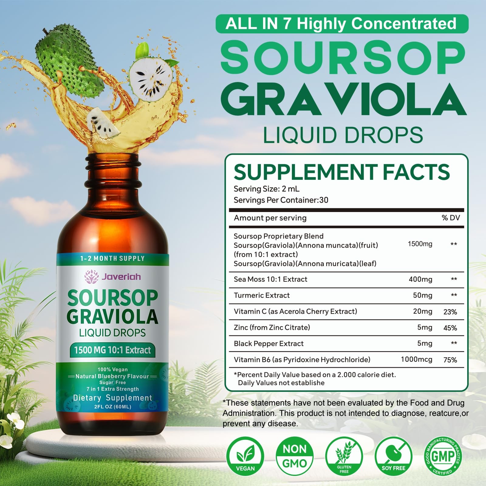 Soursop Bitters Liquid Drops Supplement with Irish Sea 2 Fl Oz (Pack of 1)