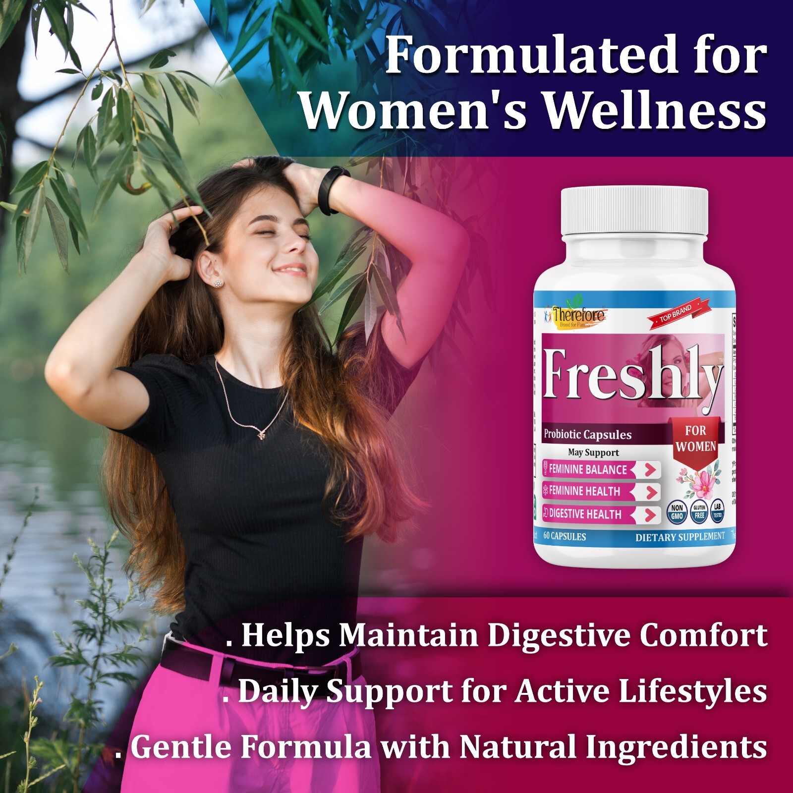 Vaginal Flora & Feminine Health Probiotics for Women, Yeast Balance-60 Pills