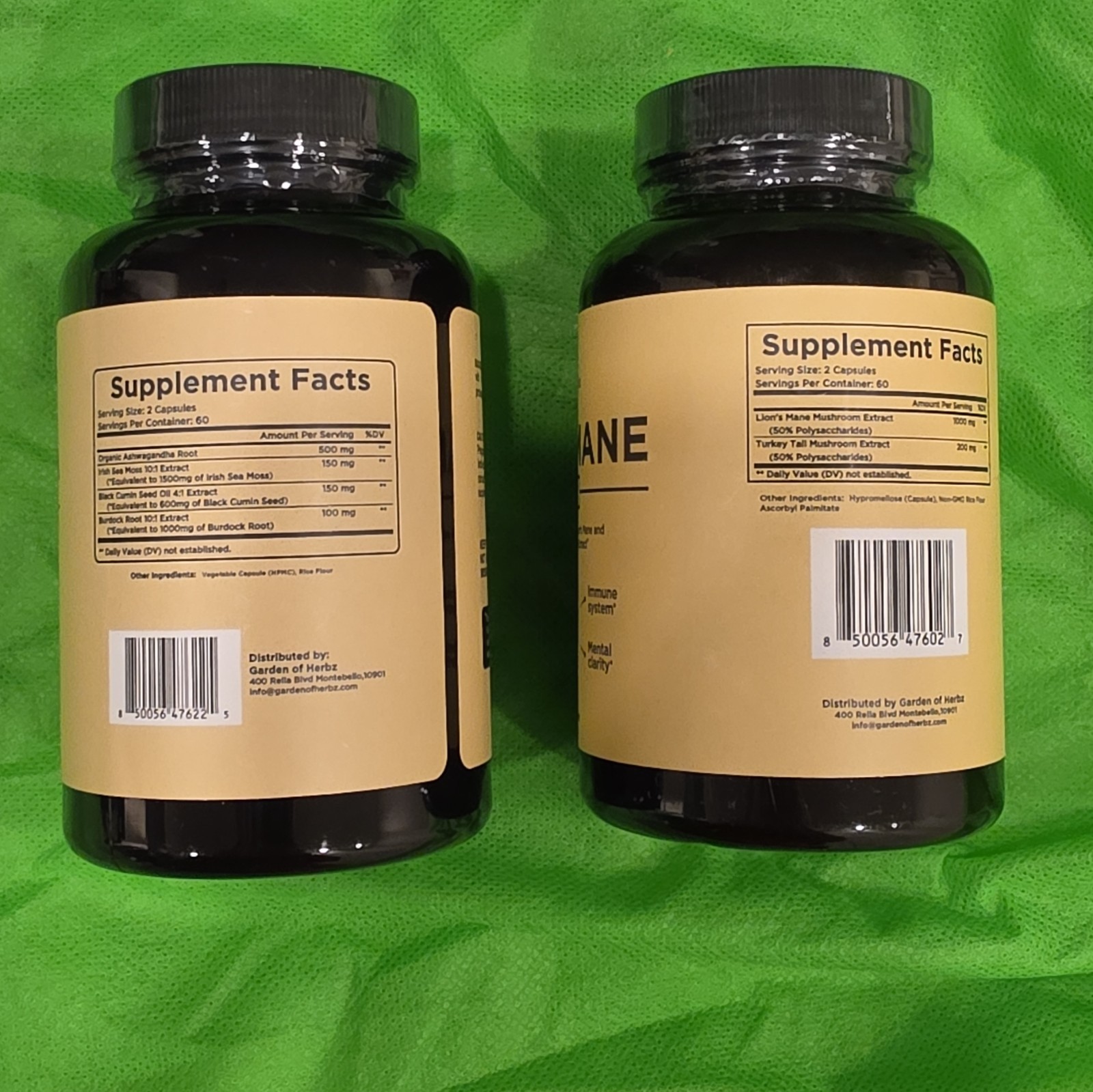 Garden of Herbz , Ashwagandha 3600mg + Lion’s Mane 1200mg 120 Capsules