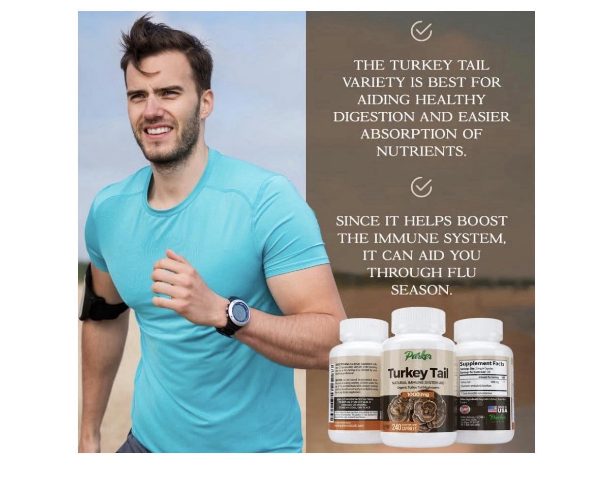 Parker Naturals Turkey Tail Mushroom Organic Supplement Immune System Aid 240cap