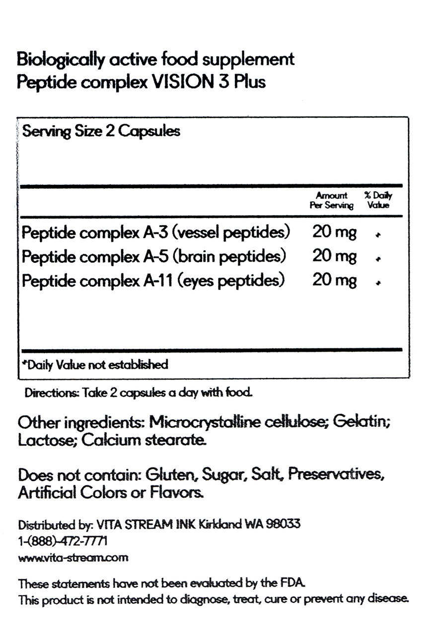 VISION 3 Plus Peptide Complex includes A-3 Ventfort A-5 Cerluten A-11 Visoluten
