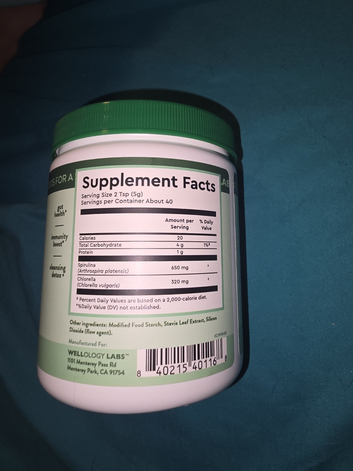 Wellology Labs Spirulina & Chlorella Powder Vegan Non GMO Gluten Free 7 oz
