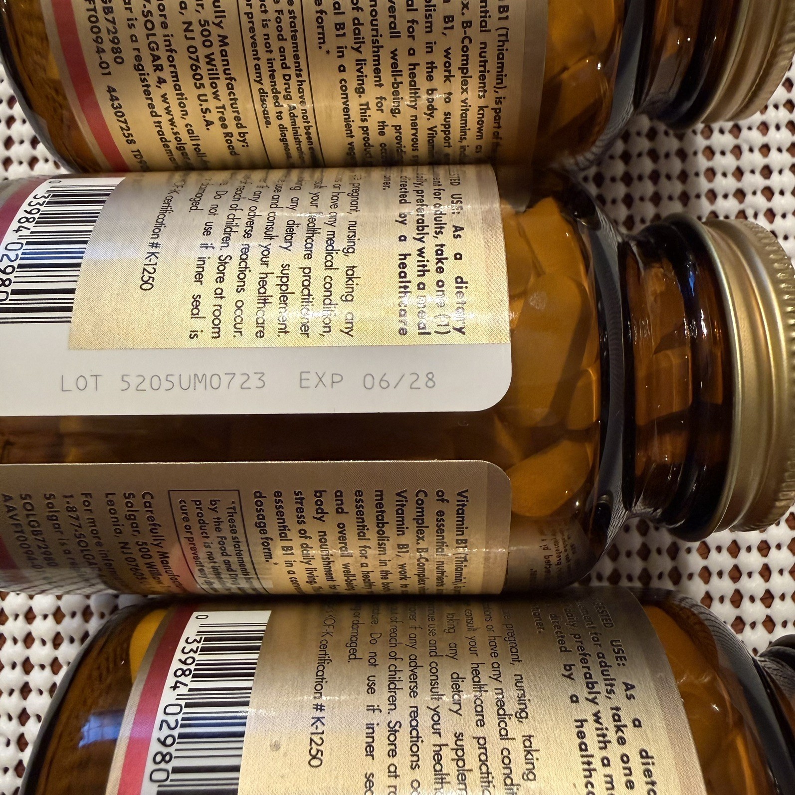 Solgar Vitamin B1 (Thiamin) 500 mg 100 Tablets, Energy Metabolism x 4 PACK