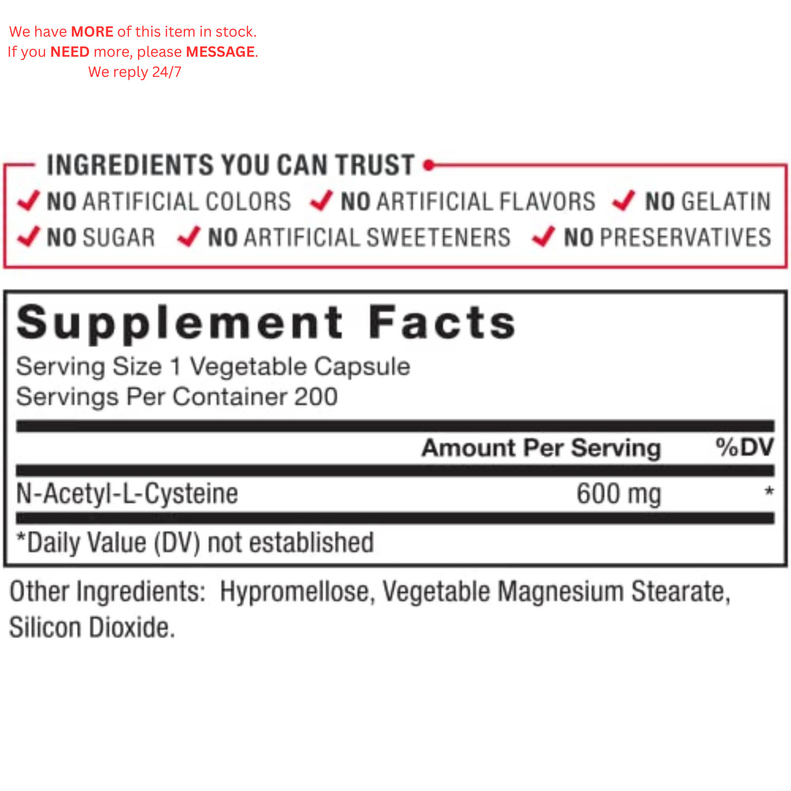 Force Factor NAC 600 mg, N-Acetyl Cysteine for 200 Count (Pack of 1), White