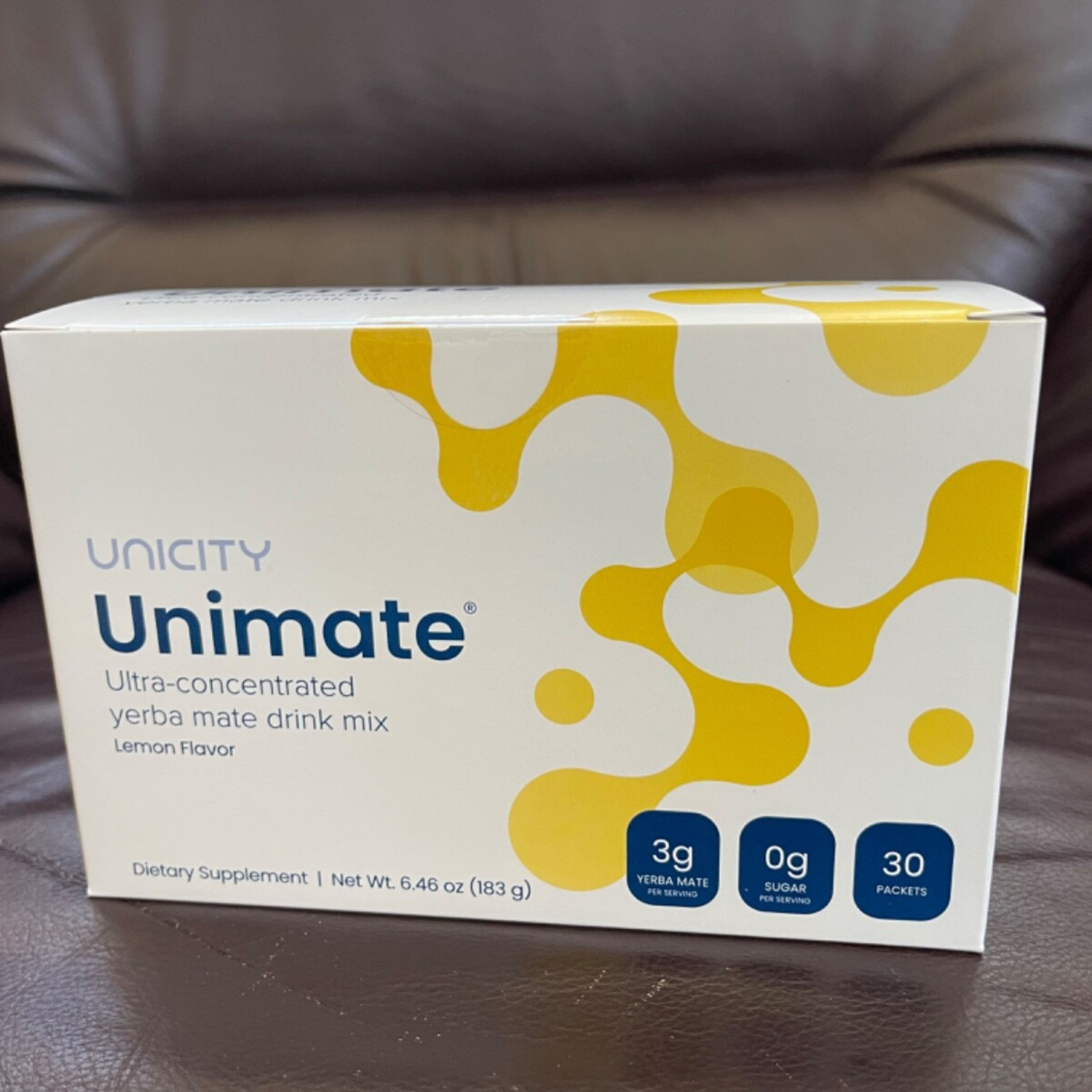 Unicity Unimate Lemon Drink Mix Pack of 2 | Yerba Mate Energy 60 Sticks
