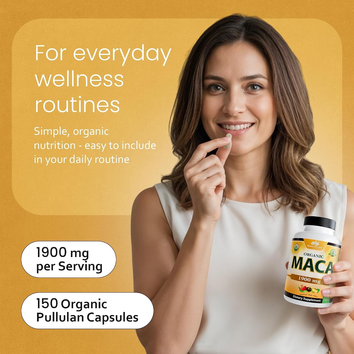 NaturaLife Labs Organic Maca Root – Black, Red & Yellow – 1900 mg per Serving –