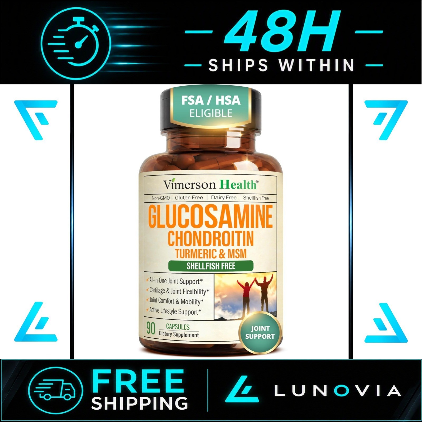 Glucosamine Chondroitin MSM Joint Support Supplement 1500mg – 90 Capsules