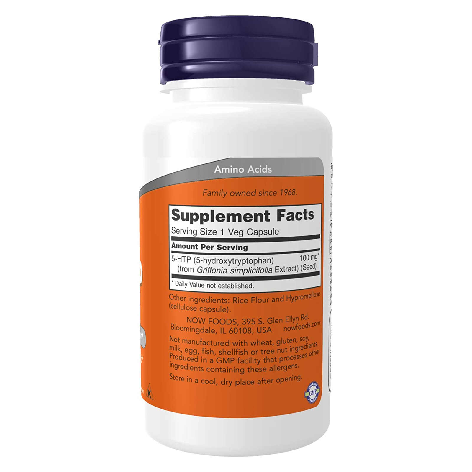 2 x NOW 5 HTP 5 hydroxytryptophan 100 mg Neurotransmitter Support 60 Veg Caps
