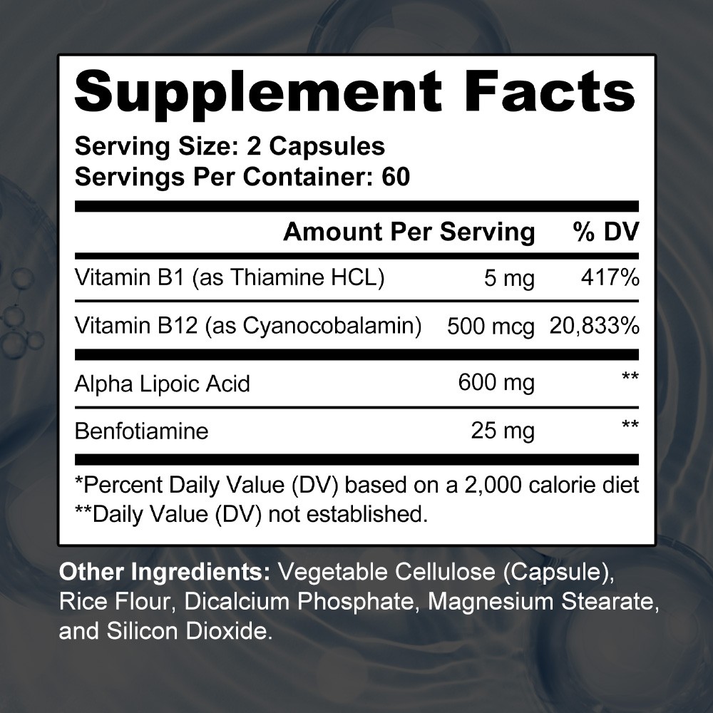 Amino acid 600mg With B1&B12,Brain Health,Cellular Energy&Metabolism 30~120 Caps