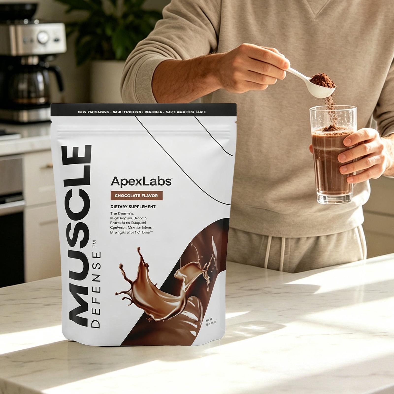 New Apex Labs Muscle Defense Chocolate Flavor- 8.57 OZ – EXP 2027