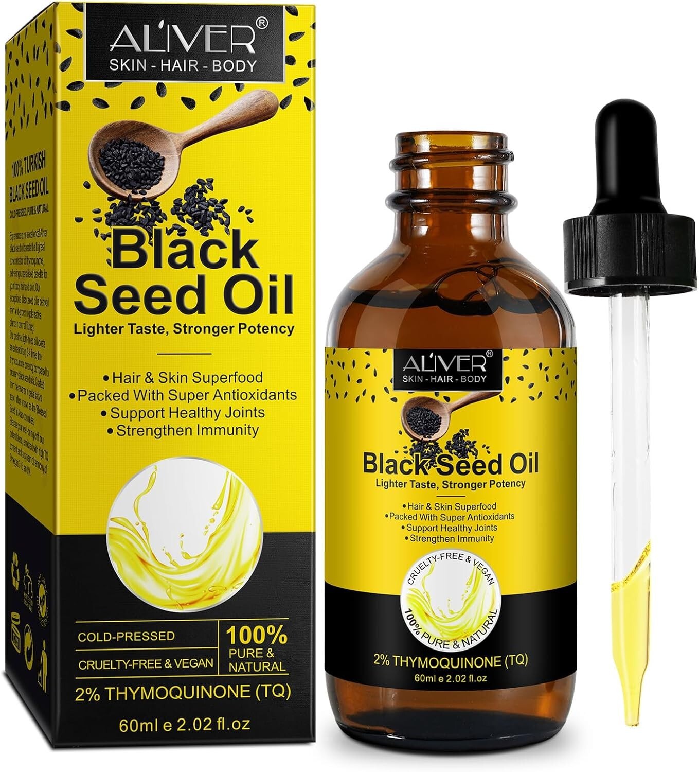60ML TURKISH Black Seed Oil Cold Pressed Premium Blackseed Oil, Omega 3,6,9
