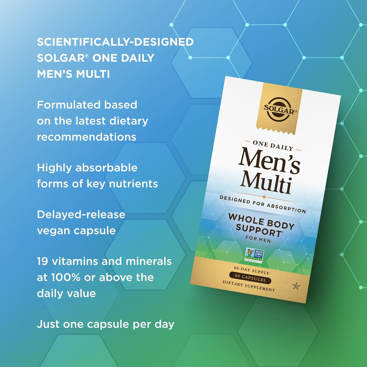 Solgar One Daily Men’s Multivitamin Whole Body Support, 60 Capsules