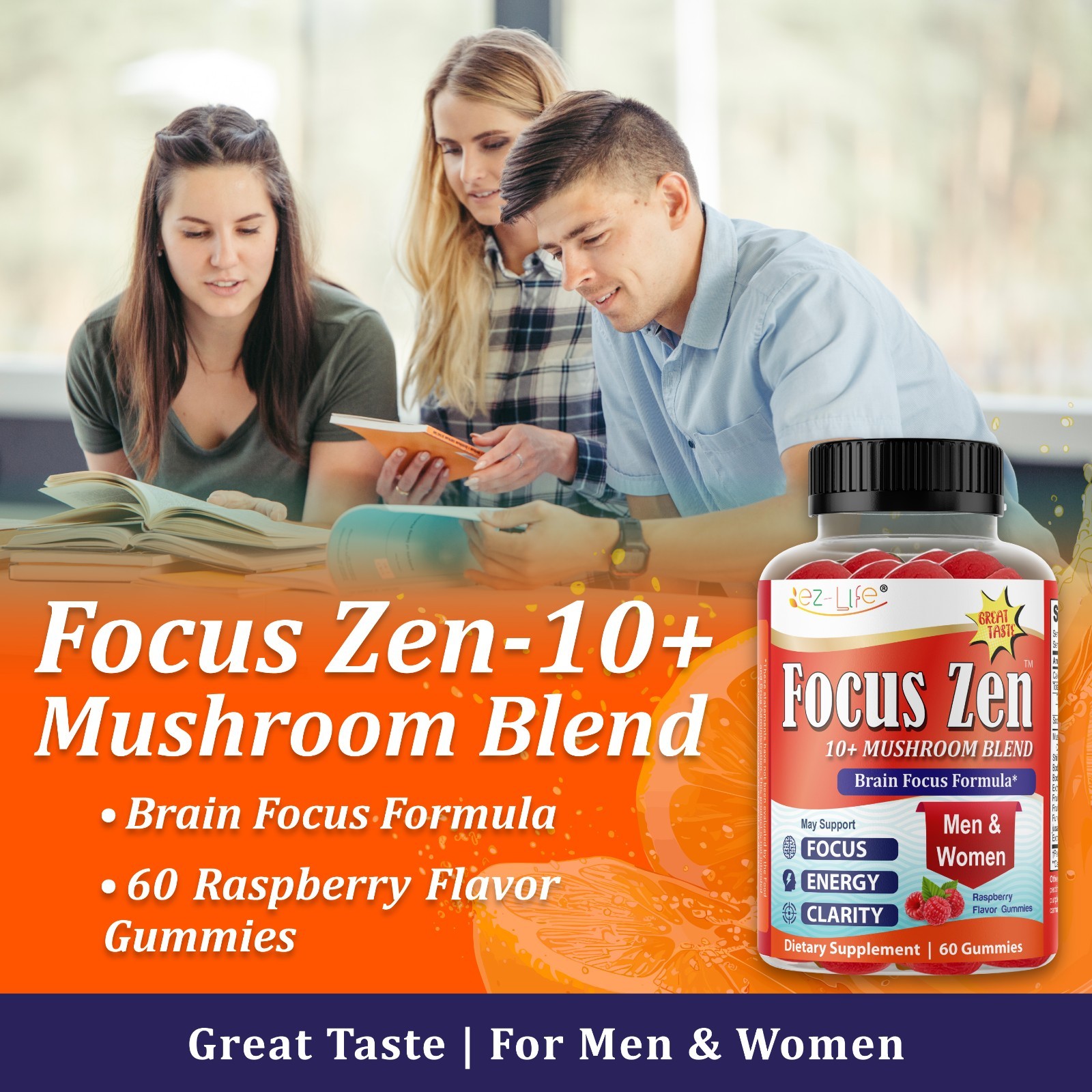 Mushroom Supplement Support Mental Alertness, Brain Health Mental Clarity, Focus
