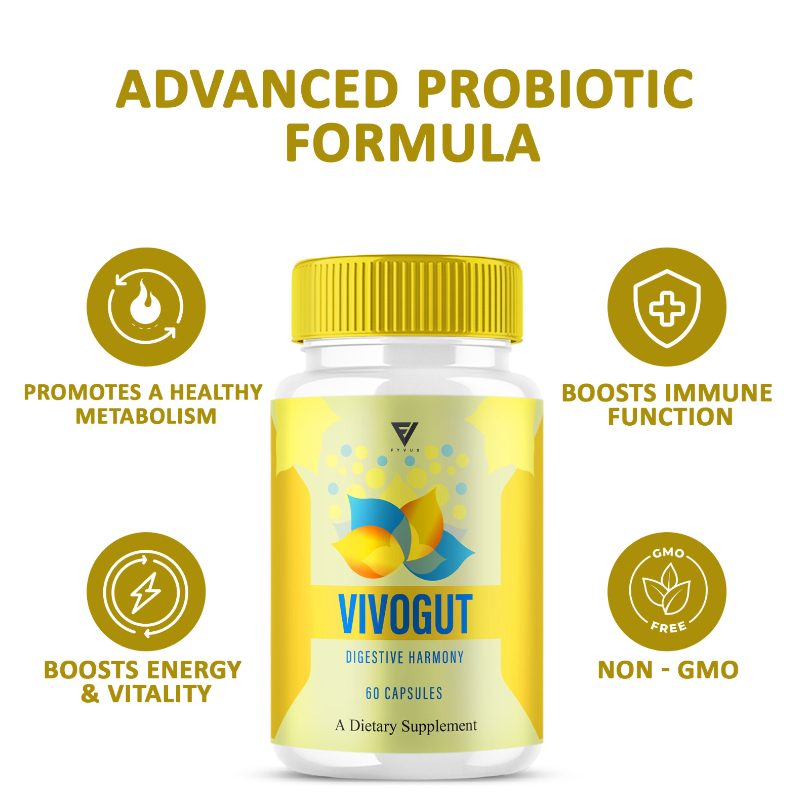 (3 Pack) VivoGut Advanced Probiotic, Vivo Gut Max Strength (180 Capsules)